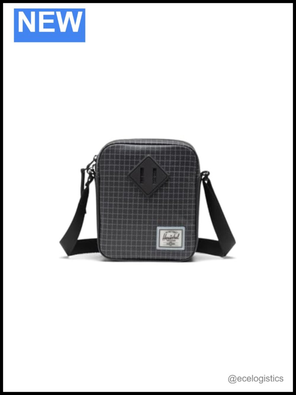 Recycled Nylon Crossbody Bag with Leather Detail Mesh Pocket